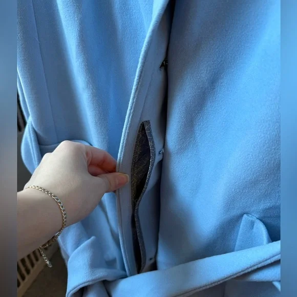 Elegant Light Blue Trench Coat - Picture 3 of 3